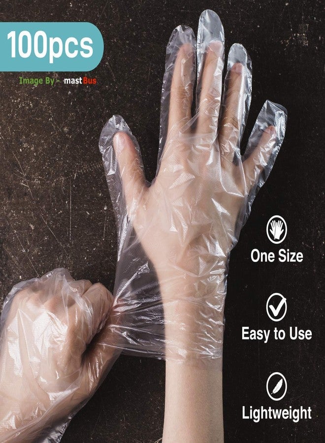 mastBus Plastic Disposable Transparent Clear Hand Gloves, 9 Inch Standard, Pack of 200, Transparent - Image 2
